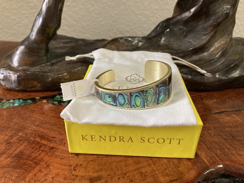 Kendra Scott Tenley Abalone Shell Gold Cuff Bracelet size S/M New w/ Box & Pouch