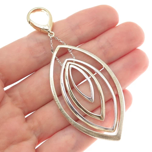 CAROLEE 925 Sterling Silver Gold Plated Vintage Modernist Petal Pendant