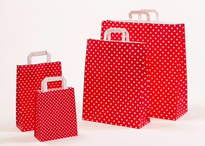 Papiertragetaschen Punkte Polka-Dots ROT red Papiertüten Tüten Tragetaschen 