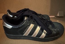 Adidas Superstar Negro Rosa Dorado Rayas Tenis Para Mujer Talla 5.5 Zapatos