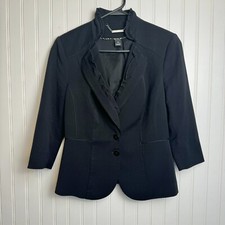 White House/Black Market 3/4 sleeve 2-button blazer ruffle detail size 2 H30