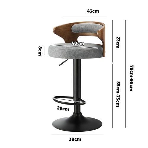 Oikiture Bar Stools Gas Lift Kitchen Dining Chair Stool Swivel PU Leather x2/x4 - Picture 67 of 88
