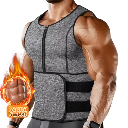 Men Sauna Sweat Vest Suit Waist Trainer Body Shaper Weight Loss Tank Top Workout - Picture 23 of 31