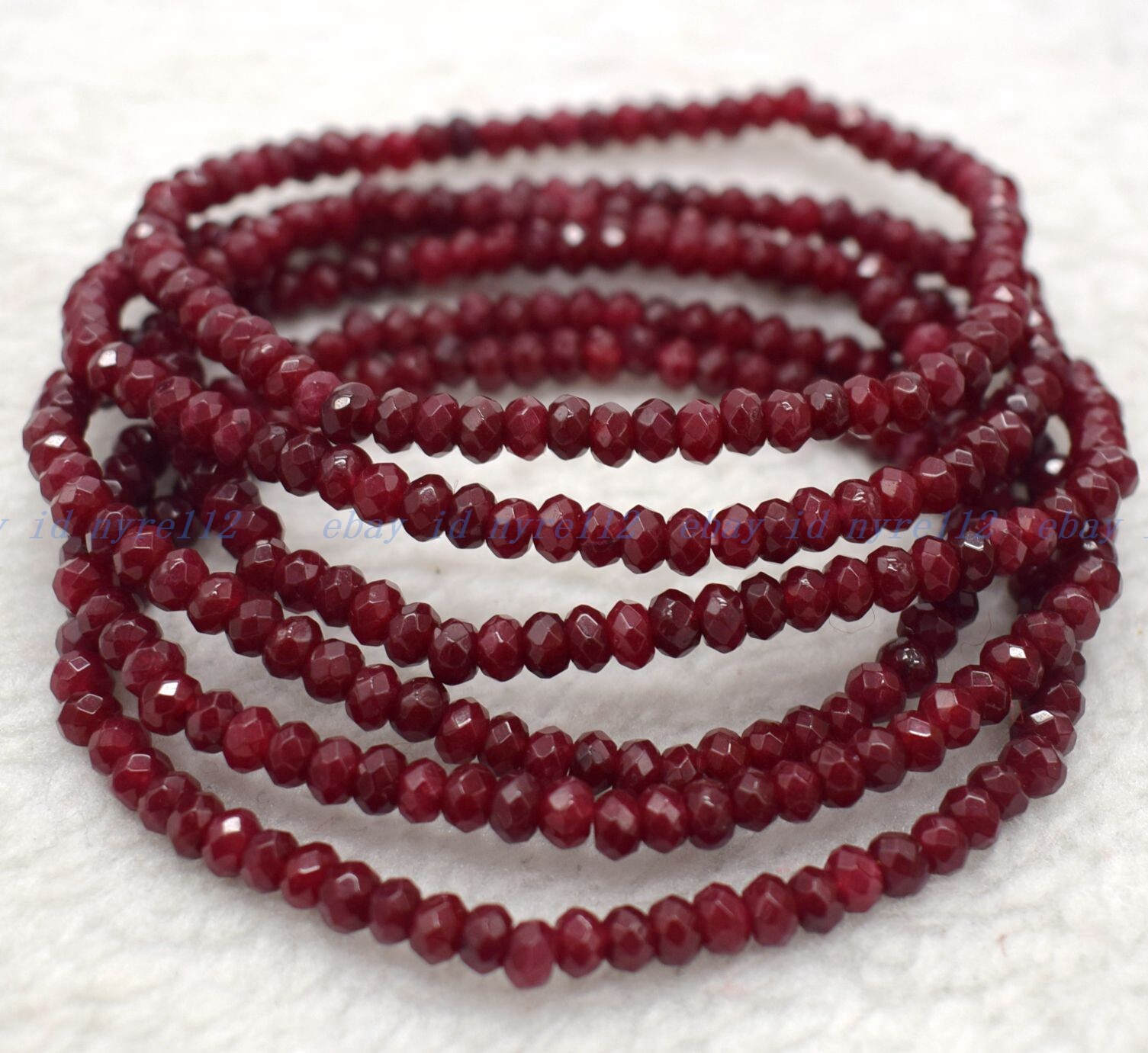 Wholesale 6 Pcs Brazil Red Jade 2x4mm 7.5” Crystal Healing Stretch Bracelet