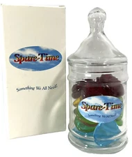 Spare Time Glass Jar Colored Glass Tokens Gift NIB