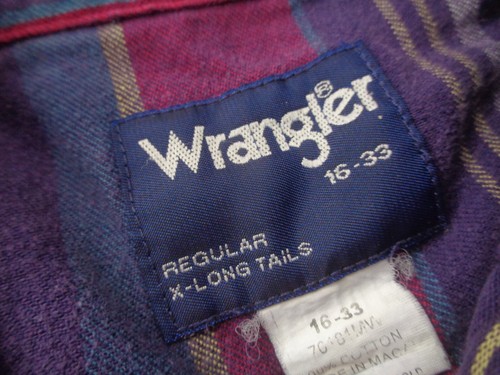Vintage Wrangler Pearl Snap Shirt Mens Regular X Long Tails 16-33 - Picture 7 of 7
