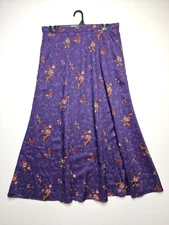 Vintage Susan Bristol New Traditions A-Line Skirt Women's 8 Purple Rayon Floral