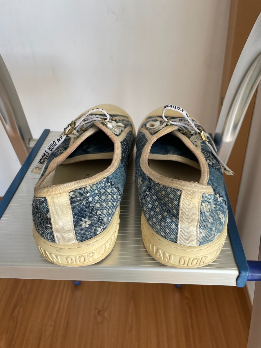 CHRISTIAN DIOR Denim Embroidered Walk'N'Dior Low Top Sneakers Size