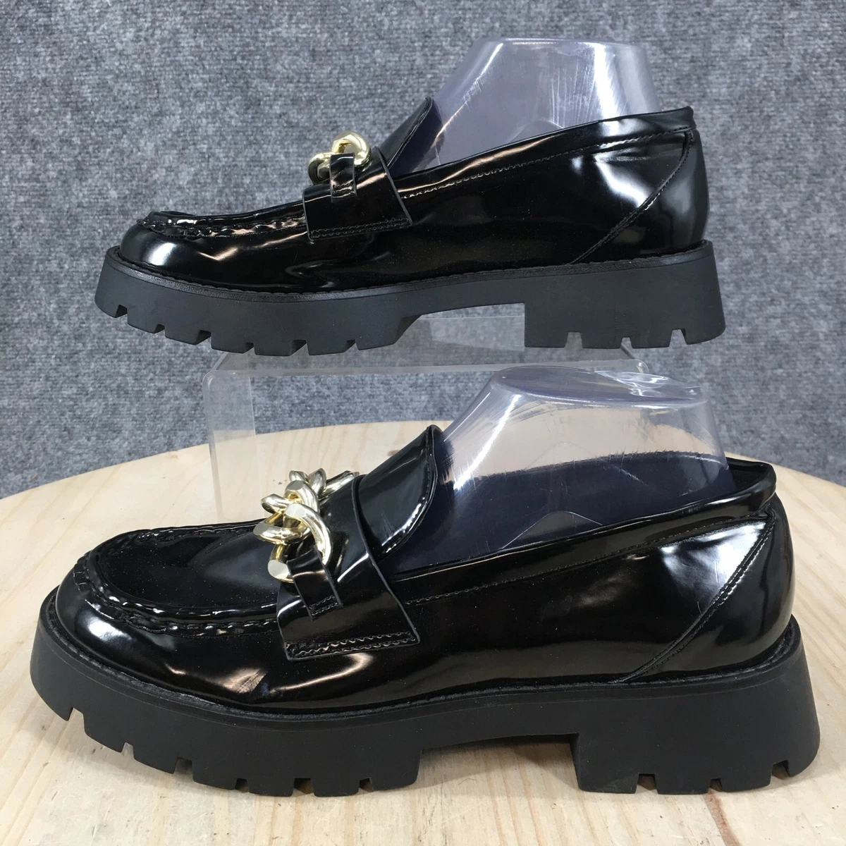 Black patent chunky shop shoes