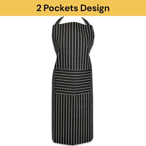 Apron Hanging Neck Cooking Kitchen Apron Bib Baking Bar BBQ Chefs w/ 2 Pockets - Picture 3 of 14