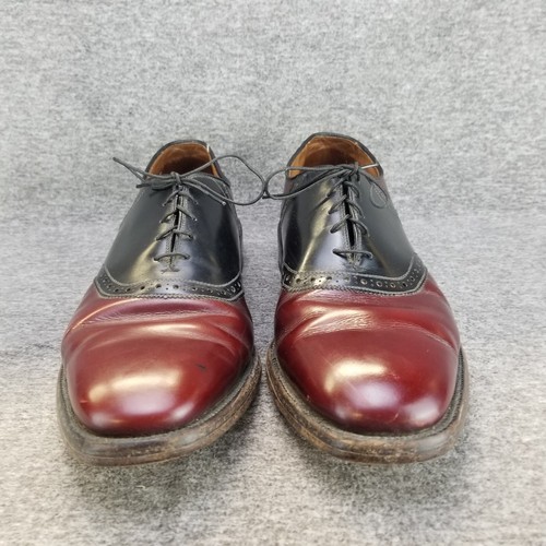 Allen Edmonds Polo Burgundy & Black Saddle Oxfords Men's 11 Wide Dress Shoes - Picture 5 of 11