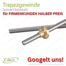 Trapezgewindespindel T3.5 T4 T5 T6 T8 bis 300mm Länge Edelstahl Rechtsgewinde