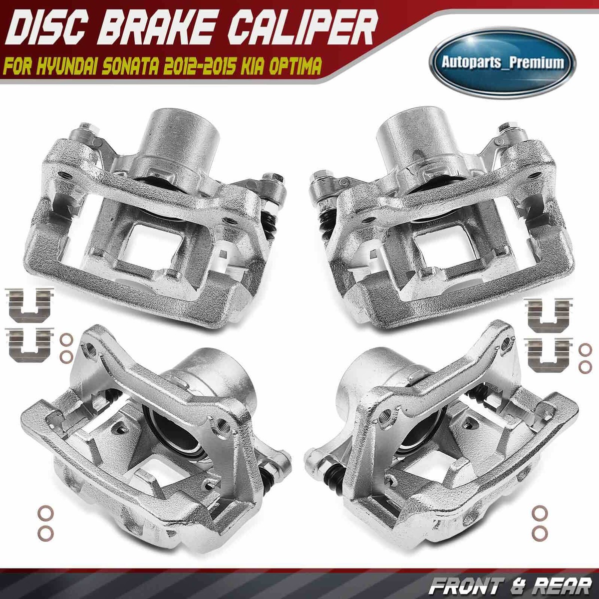Detroit Axle - Rear Left And Right Brake Calipers With Brackets Replacement For 2011 2015 Hyundai Sonata Kia Optima 2pc Set
