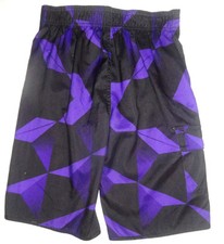 Boys Hang Ten Black  Purple Geo Print Board Shorts Size S, M, L, XL