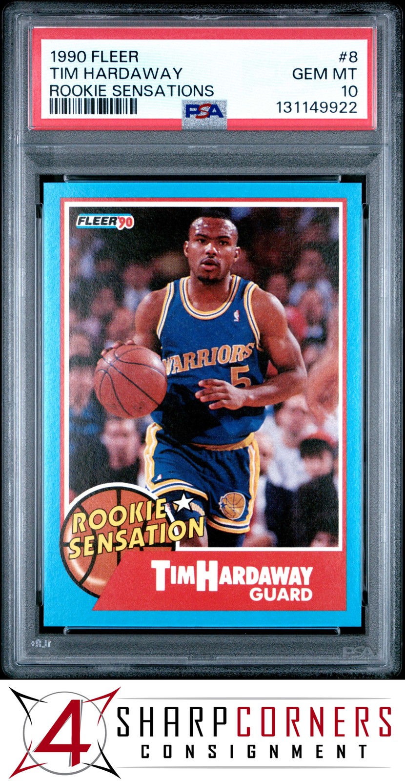 1990 FLEER ROOKIE SENSATIONS #8 TIM HARDAWAY RC WARRIORS HOF PSA 10