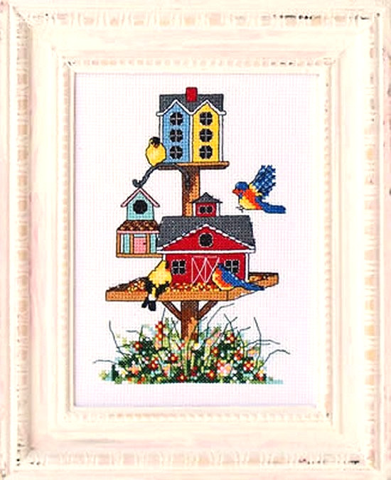 Bobbie G. Designs BIRDIE HI-RISE Cross Stitch Chart Leaflet Only bird birdfeeder