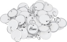 50 Pcs Key Tags 1 Inch White Paper Labels Writable round Plastic Key Chain Tags