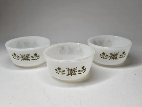 Vintage Anchor Hocking Fire King 434  6oz Meadow Green Custard Cups Set Of 3