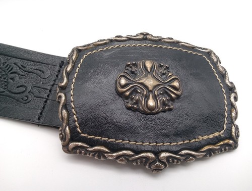 Sangiorgio italienischer Ledergürtel Damen LG schwarz geprägte verzierte Schnalle 11590 - Bild 12 von 16