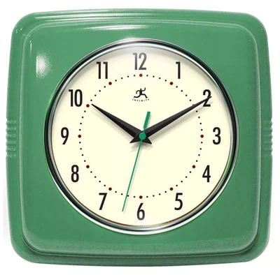 INFINITY INSTRUMENTS 13228LG-4103 Retro Green 9" Square Retro Wall Clock