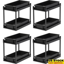 2-Tier Under Sink Organizer Pull Out Drawer Storage Kitchen Bathroom Spice Rack