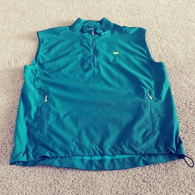 The Masters Masters Tech Green Vest Men s Zipper Pockets 1/4 Zip Size Large