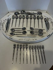 Vtg Lot of 35 WINTHROP W.M. Dalton Stainless Japan Flatware MCM W/Serving Spoons