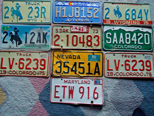 💥LOT OF 10 WYOMING MARYLAND COLORADO SOUTH DAKOTA NEVADA LICENSE PLATE RELICS