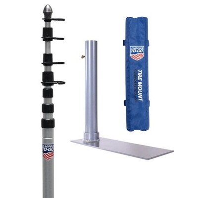 Flagpole-to-Go Ultimate Tailgate Kit with Portable Flagpole 20 Feet, Silver