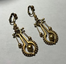Vintage Antique Long Gold Filled Dangle Drop Earrings