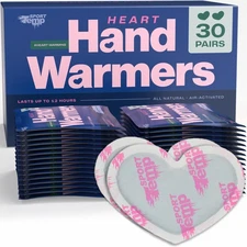 Heart Shape Hand Warmers (30 Pairs) - Up to 12 Hours of Heat, Super Long Last...