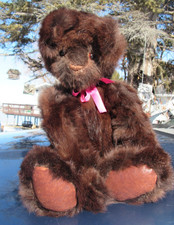 VINTAGE REAL FUR TEDDY BEAR SWEET FUDGE OOAK ARTIST OPOSSUM MINK FOX SABLE 20"