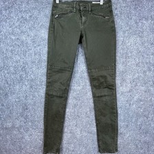 Rag  Bone Jeans Womens 26 Wax Dark Olive Zipper Skinny Slim Stretch Reinforced