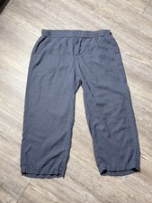 Splendid Navy Blue Wide Leg Cropped Pants Linen Blend Pockets Size Lg