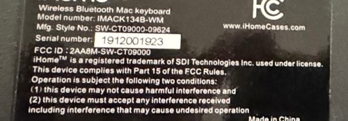 iHome Full-sized Black Bluetooth Keyboard Mac PC Compatible Wireless - Picture 7 of 7
