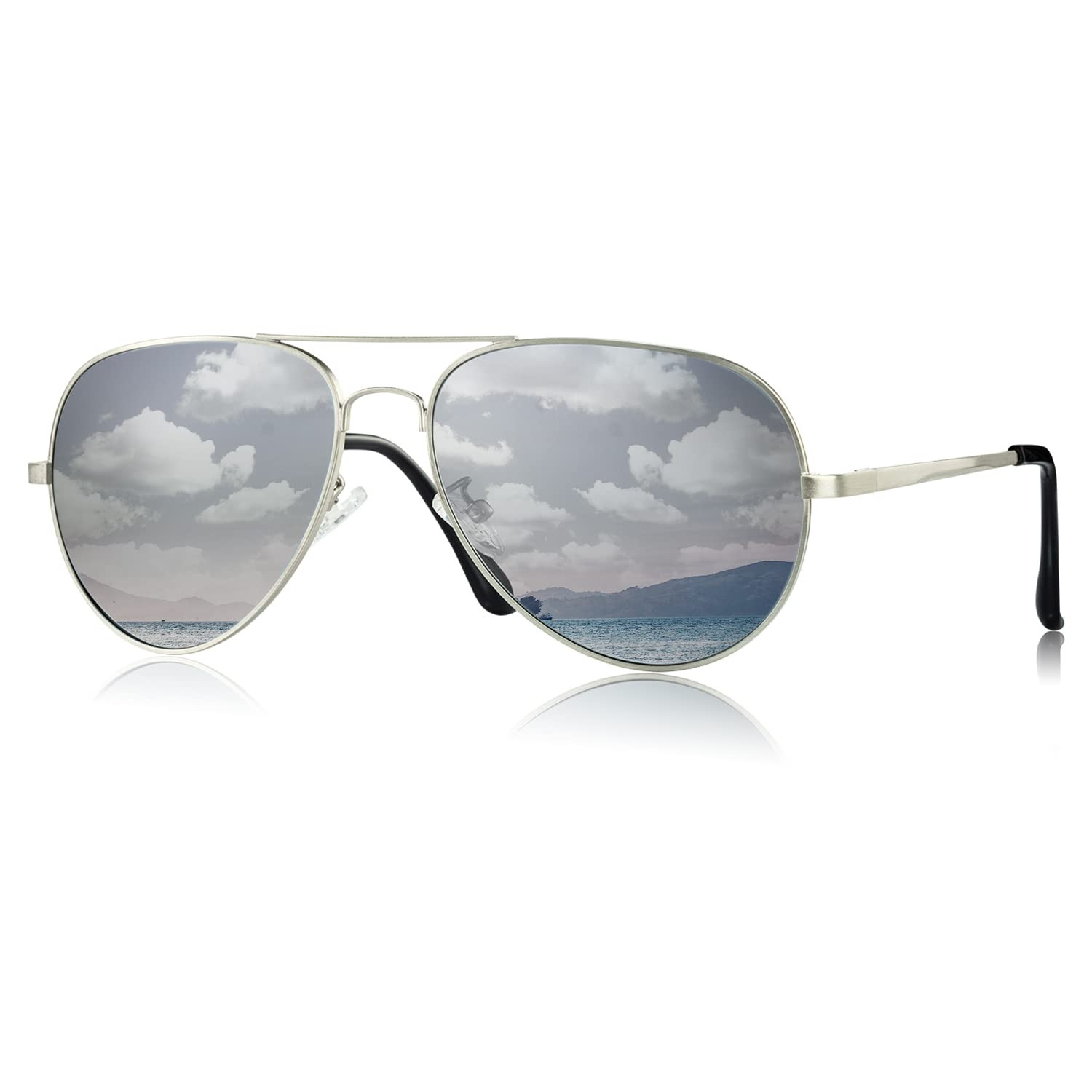 Polarized Aviator Sunglasses for Women & Men with Mirrored Lenses UV400 Metal Frame-image