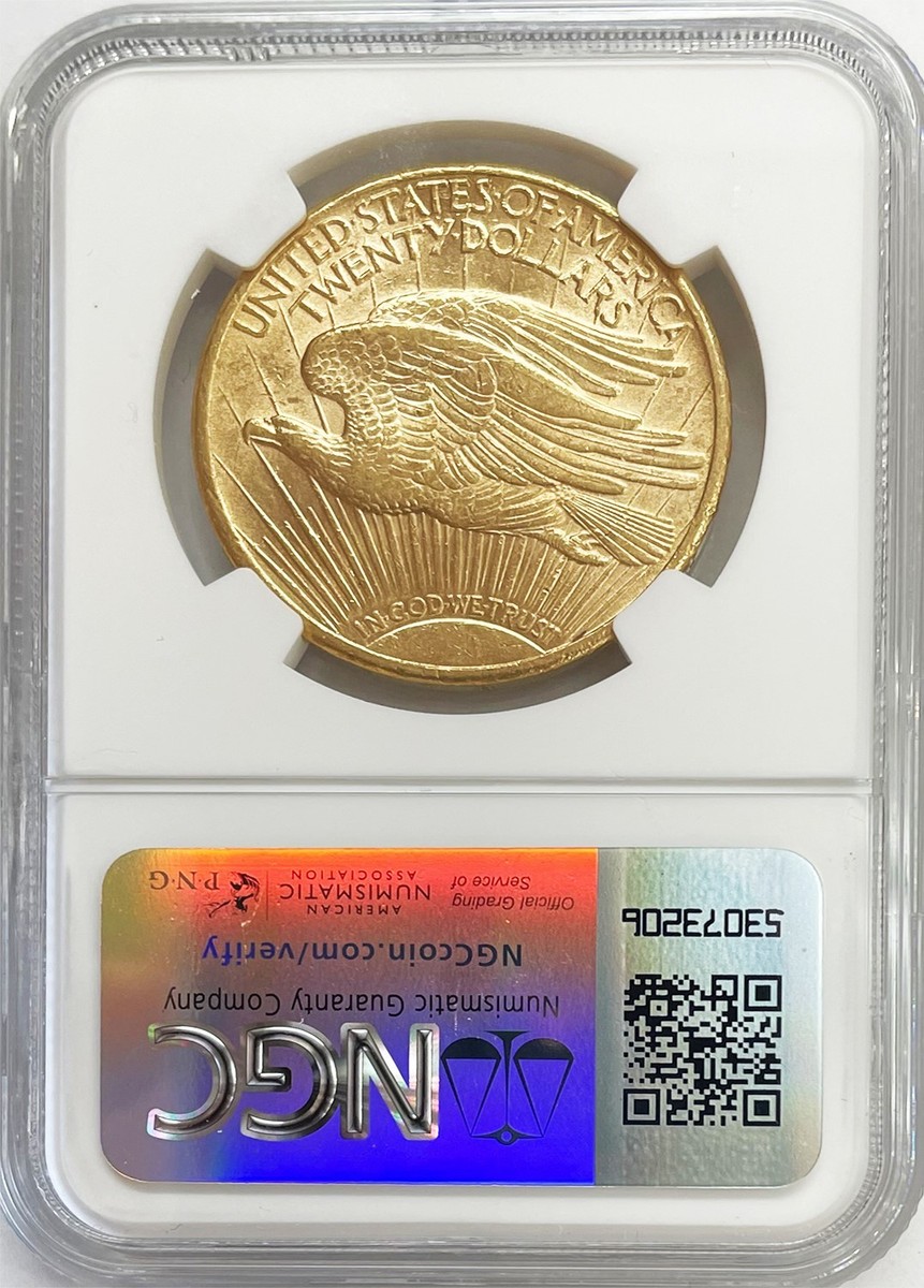 1910 S GOLD US $20 SAINT GAUDENS DOUBLE EAGLE COIN NGC ABOUT UNC