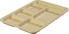 / Brands-P614R25 Rectangular Tray w/ (6) Compartments, Polypropylene, Tan , 1...