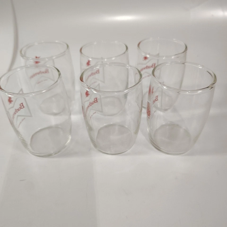 Vintage Small Budweiser Tasting Glasses Set Of 6 - Image 3 of 4