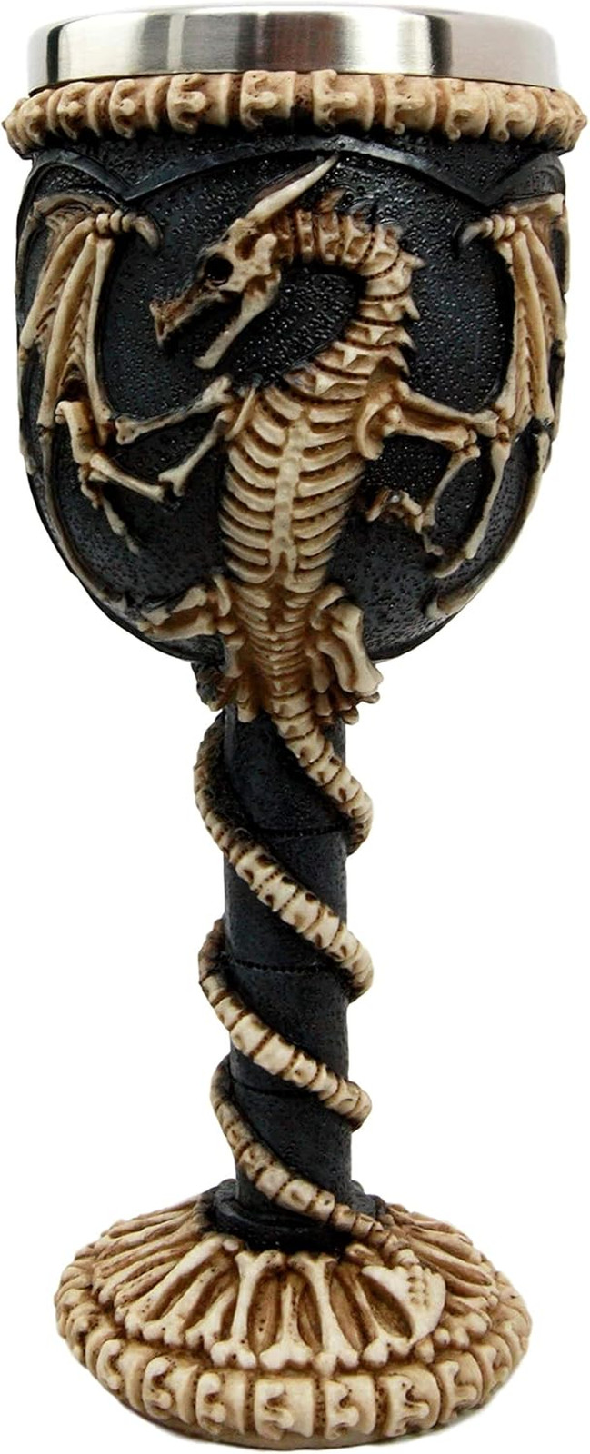 Medieval Flying Dragon Skeleton Fossil Ossuary Goblet Wine Chalice 7Oz Capacity