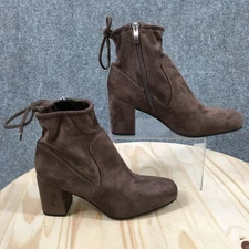 Franco Sarto Boots Womens 8 M Pisces Ankle Sock Bootie Brown Fabric Block Heels