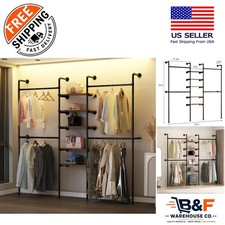 Industrial Pipe Wall-Mounted Clothing Rack with 5 Shelves - Black Elegant Design