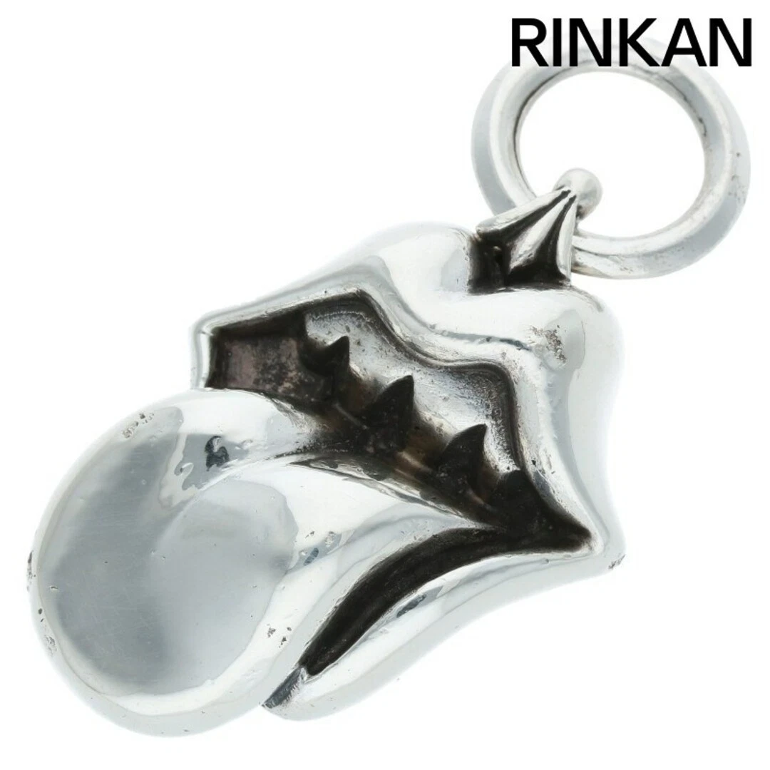 CHROME HEARTS Collana Top Uomo Cromo Cuori Lingua Rossetto Pendente Labbro e Argento Tan Usat