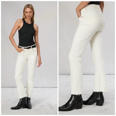 NWT Rag & Bone $235 The Peyton Mid Rise Ankle Raw Hem Bootcut In Ecru Size: 23