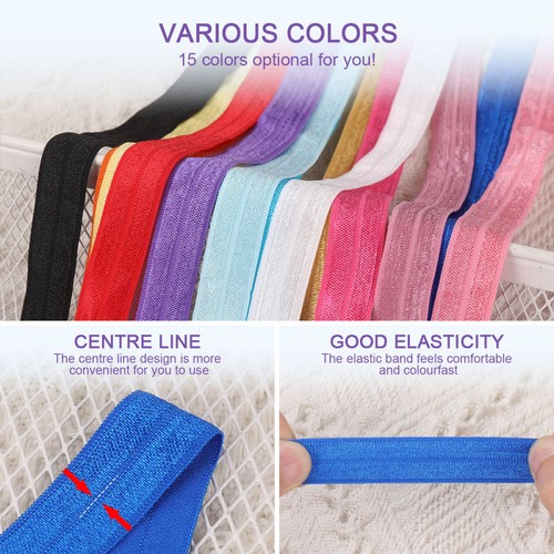 Fascia Elastica Colorata Accessori Capelli per Donna Pieghevole Cucito Maglia Bobina - Foto 9 di 9