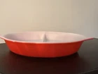 Vintage PYREX red Friendship divided casserole dish 1 Quart, #12