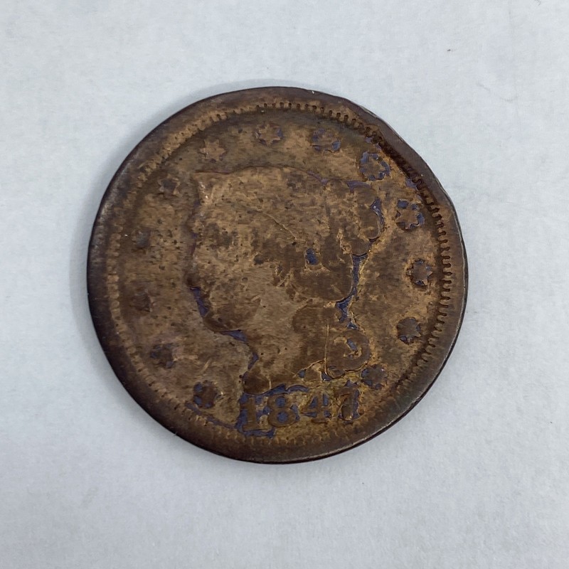 1847 - United States- Large Cent  1C -  Early American Copper Coin 🇺🇸