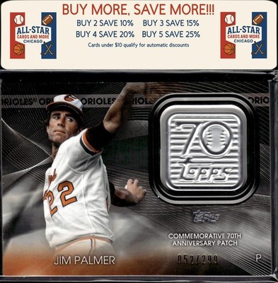 2021 Topps Update #T70P-JP Jim Palmer 70th Anniversary Logo Patch Orioles