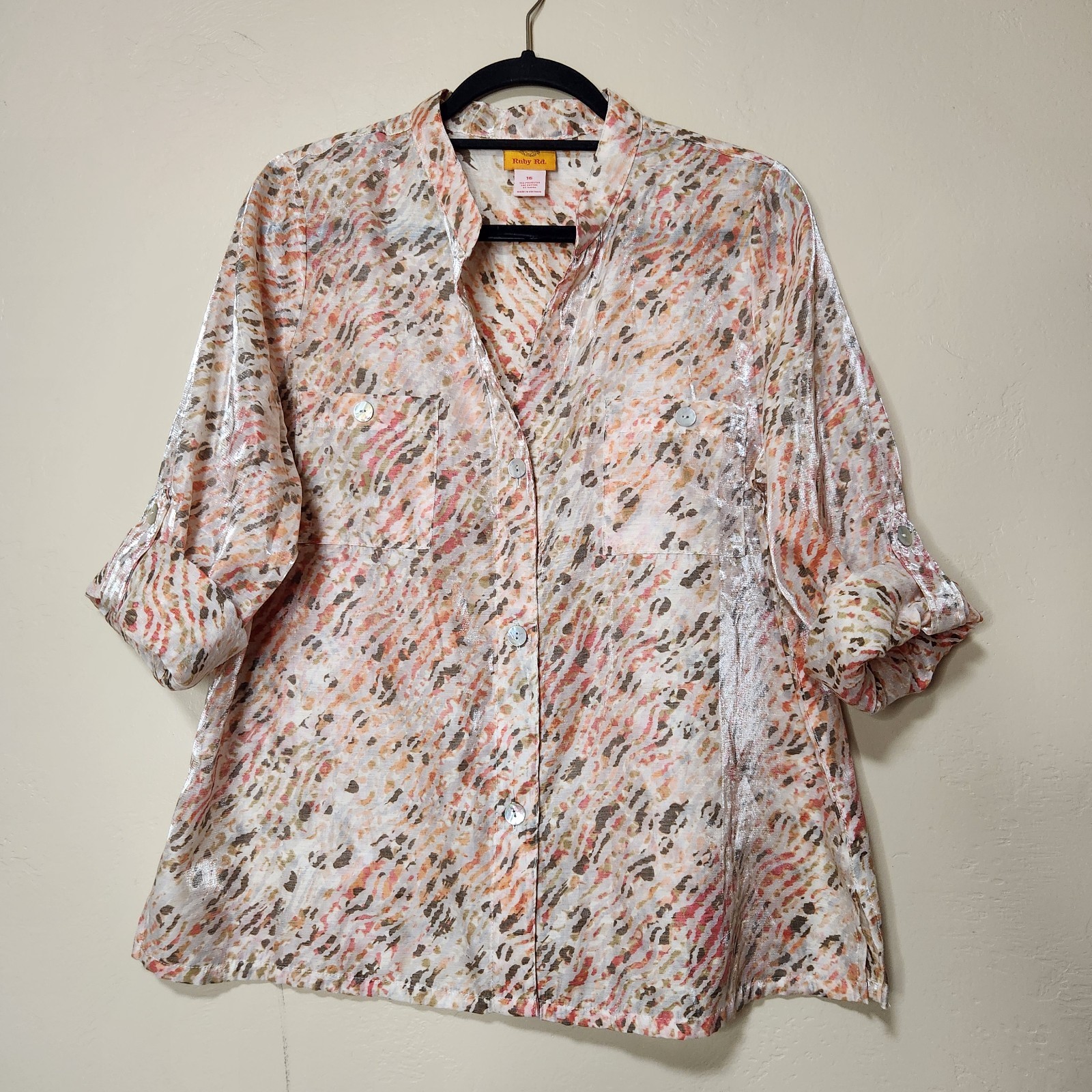 Ruby Rd Top Long Sleeve Button Front Lightweight … - image 5