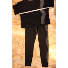 Xersion Women’s XS Ankle Leggings Black White Side Stripes Matching Crop Top
